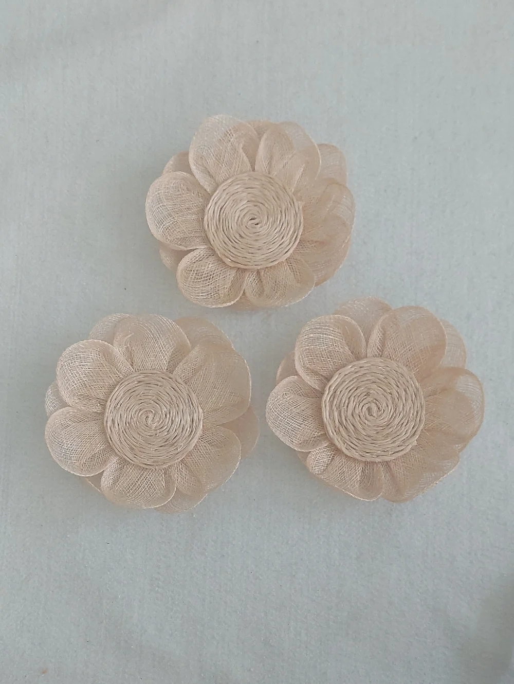 Vintage Woven Abaca Fiber and Sinamay Flower Coasters - Set of 6 NWOT